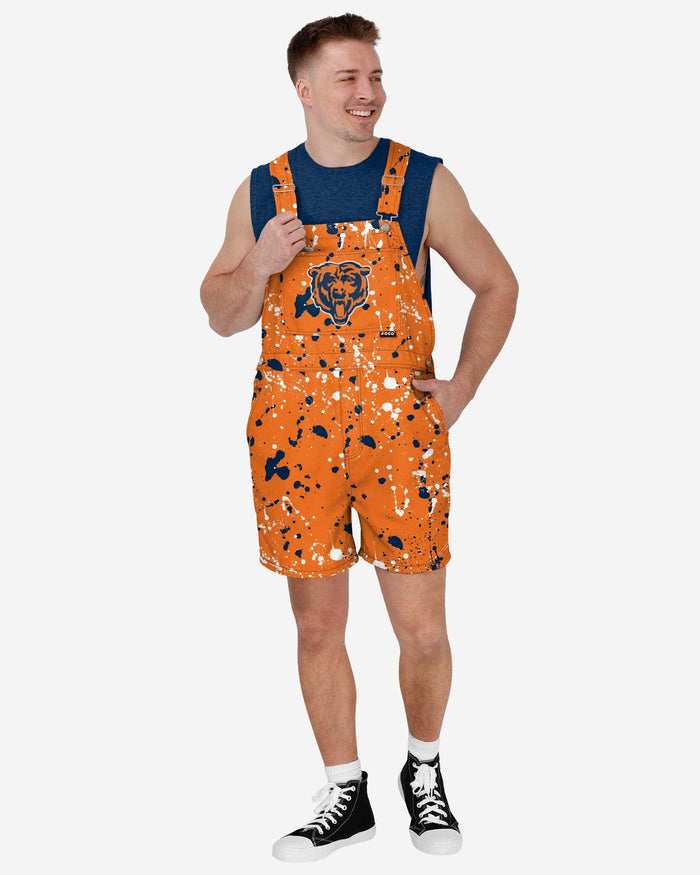 Chicago Bears Mens Paint Splatter Bib Shortalls FOCO S - FOCO.com