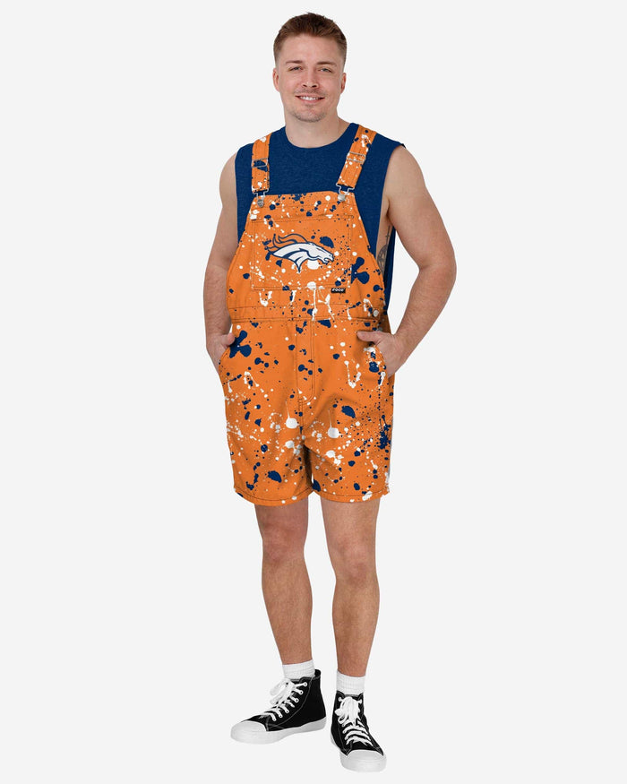 Denver Broncos Mens Paint Splatter Bib Shortalls FOCO S - FOCO.com