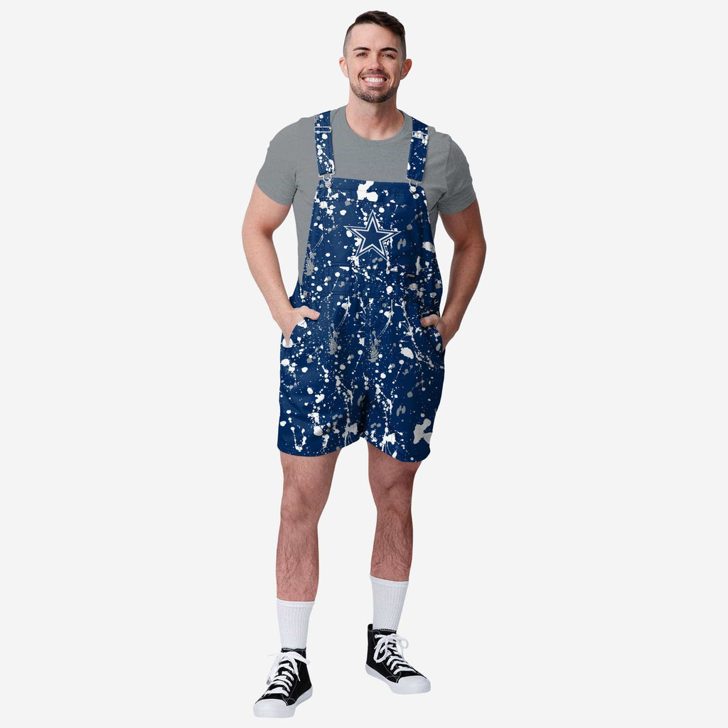 Dallas Cowboys Mens Paint Splatter Bib Shortalls FOCO S - FOCO.com