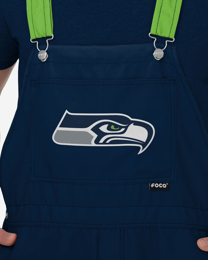 Seattle Seahawks Mens Team Stripe Bib Shortalls FOCO - FOCO.com