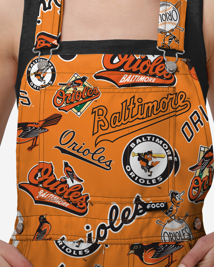 Baltimore Orioles Womens Historic Print Bib Shortalls FOCO - FOCO.com