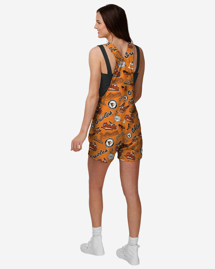 Baltimore Orioles Womens Historic Print Bib Shortalls FOCO - FOCO.com