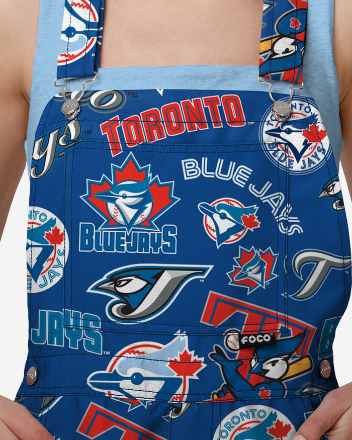 Toronto Blue Jays Womens Historic Print Bib Shortalls FOCO - FOCO.com