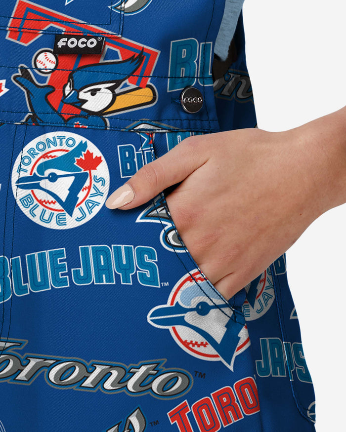 Toronto Blue Jays Womens Historic Print Bib Shortalls FOCO - FOCO.com