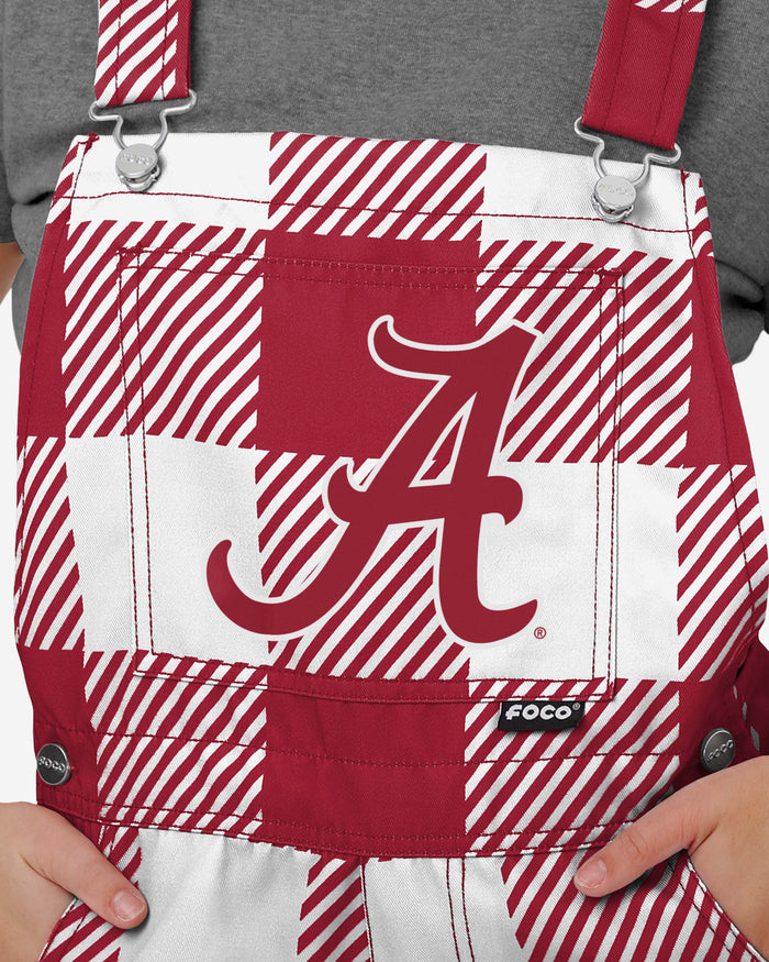 Alabama Crimson Tide Womens Plaid Bib Shortalls FOCO - FOCO.com