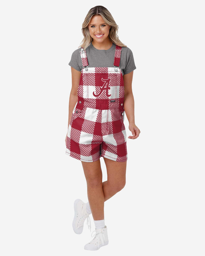 Alabama Crimson Tide Womens Plaid Bib Shortalls FOCO XS - FOCO.com