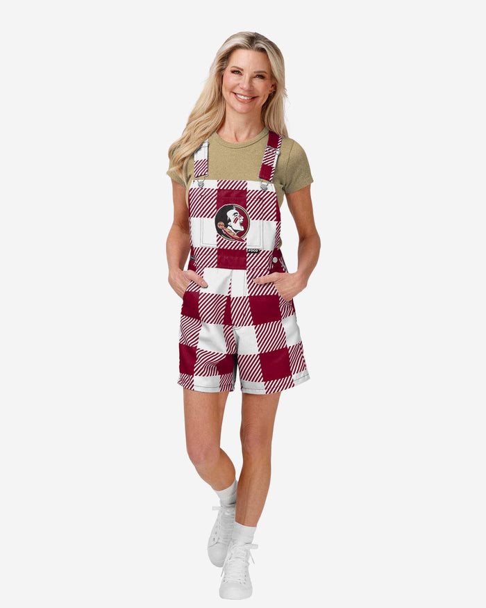 Florida State Seminoles Womens Plaid Bib Shortalls FOCO XS - FOCO.com