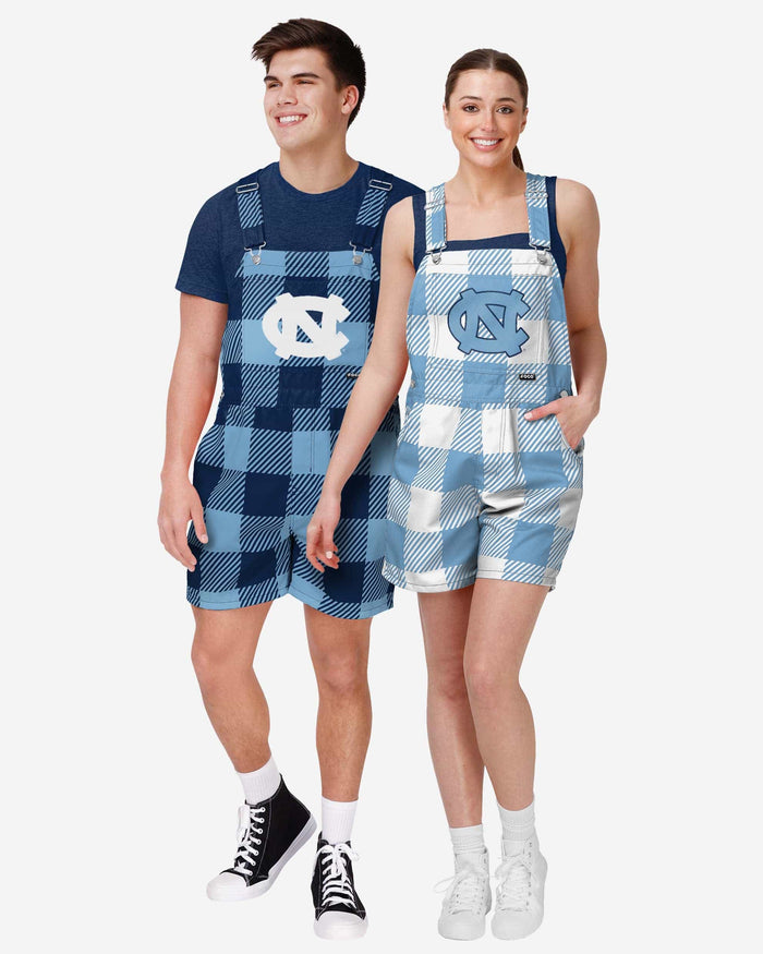 North Carolina Tar Heels Womens Plaid Bib Shortalls FOCO - FOCO.com