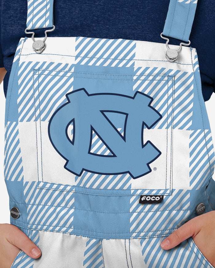 North Carolina Tar Heels Womens Plaid Bib Shortalls FOCO - FOCO.com