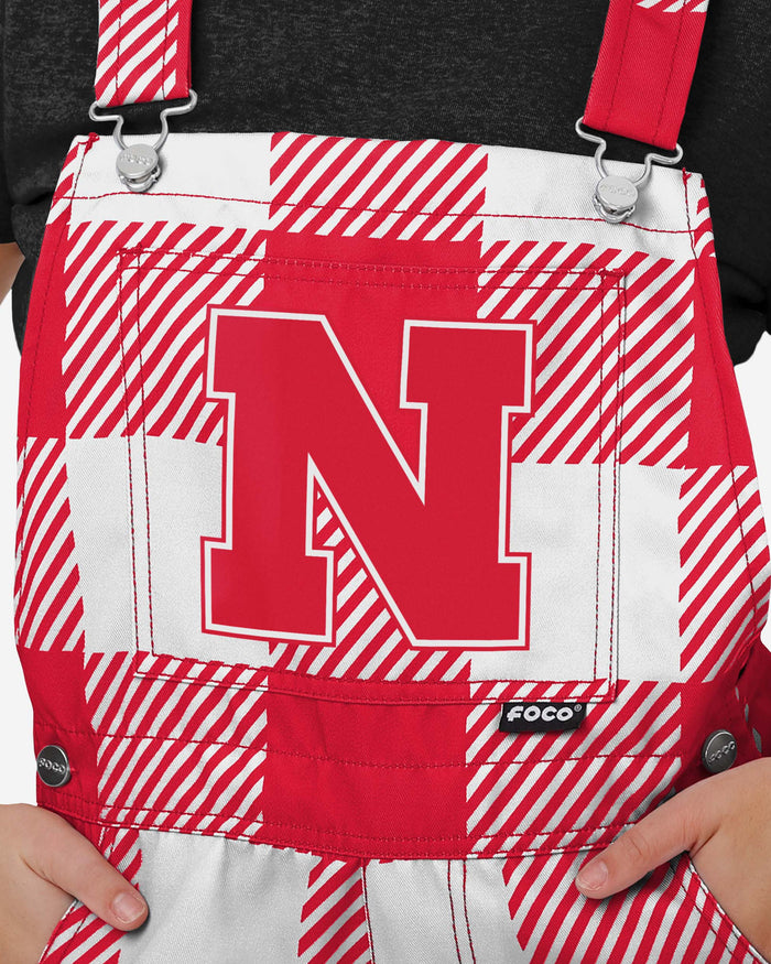 Nebraska Cornhuskers Womens Plaid Bib Shortalls FOCO - FOCO.com