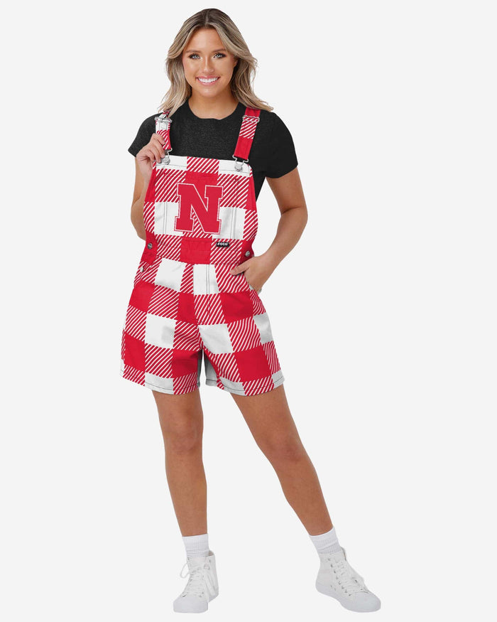 Nebraska Cornhuskers Womens Plaid Bib Shortalls FOCO XS - FOCO.com