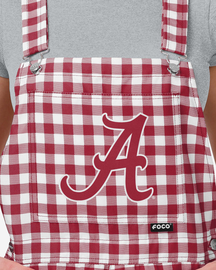 Alabama Crimson Tide Womens Gingham Check Bib Shortalls FOCO - FOCO.com