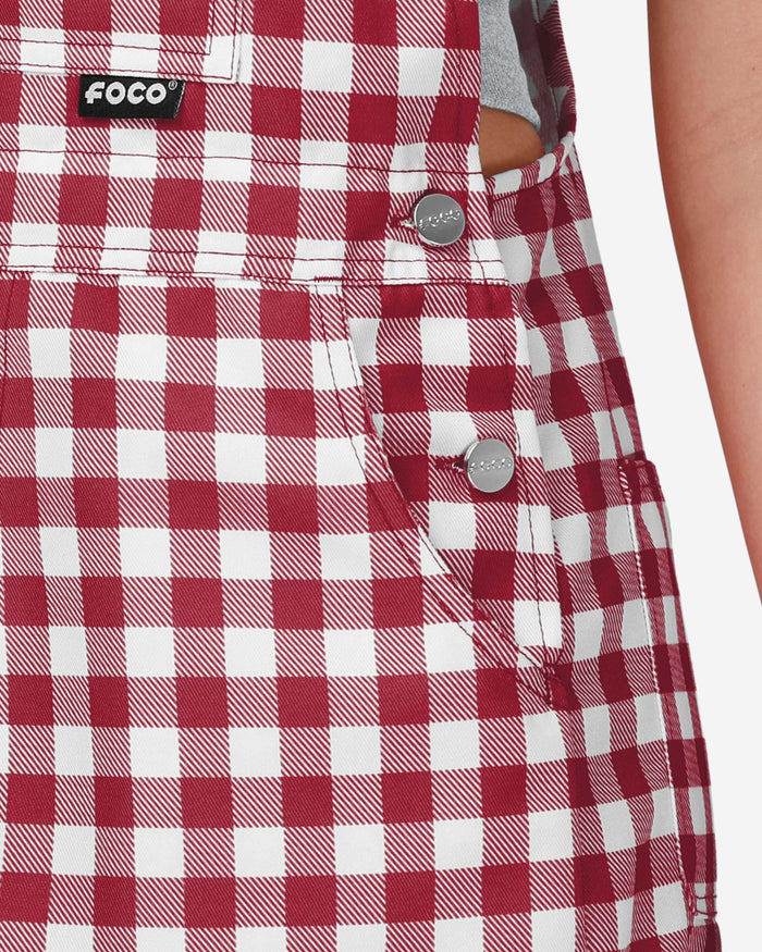 Alabama Crimson Tide Womens Gingham Check Bib Shortalls FOCO - FOCO.com