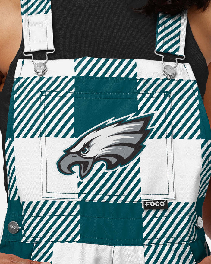 Philadelphia Eagles Womens Plaid Bib Shortalls FOCO - FOCO.com