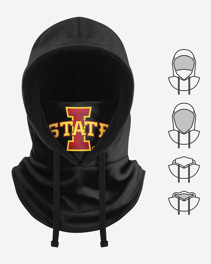 Iowa State Cyclones Black Drawstring Hooded Gaiter FOCO - FOCO.com