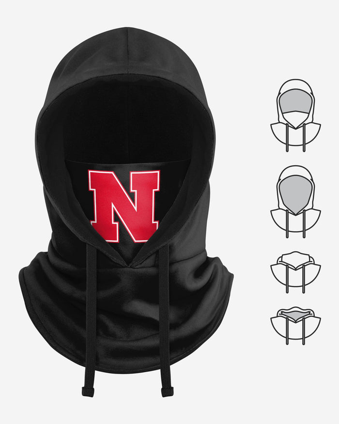 Nebraska Cornhuskers Black Drawstring Hooded Gaiter FOCO - FOCO.com