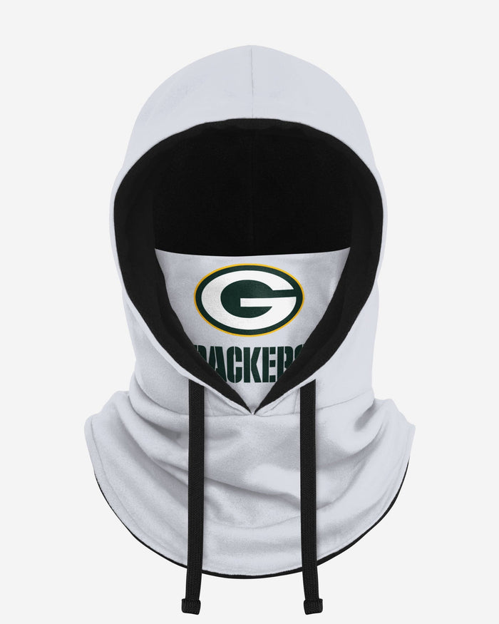 Green Bay Packers White Drawstring Hooded Gaiter FOCO - FOCO.com