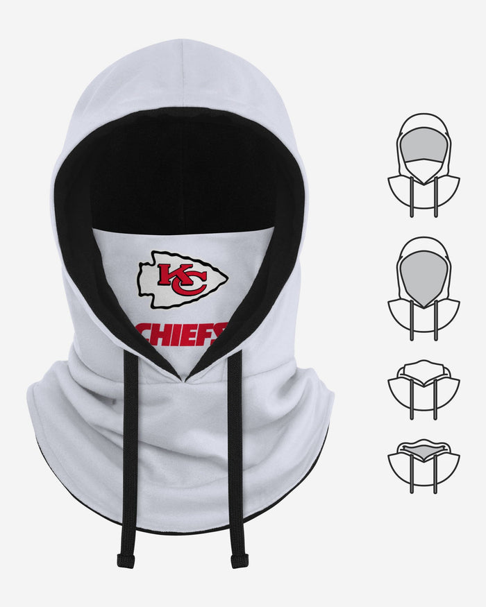 Kansas City Chiefs White Drawstring Hooded Gaiter FOCO - FOCO.com