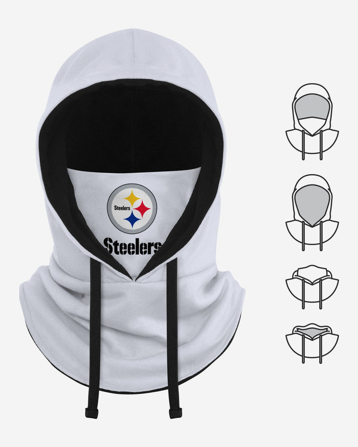 Pittsburgh Steelers White Drawstring Hooded Gaiter FOCO - FOCO.com