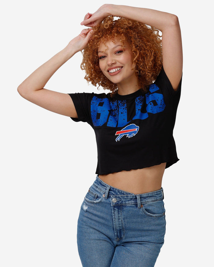 Buffalo Bills Womens Distressed Wordmark Crop Top FOCO S - FOCO.com