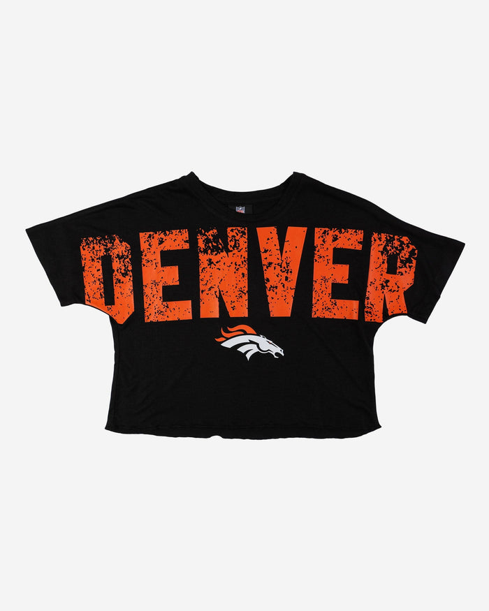 Denver Broncos Womens Distressed Wordmark Crop Top FOCO - FOCO.com