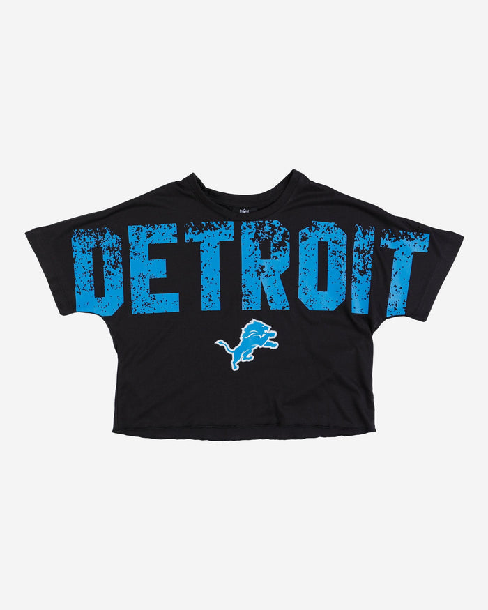 Detroit Lions Womens Distressed Wordmark Crop Top FOCO - FOCO.com