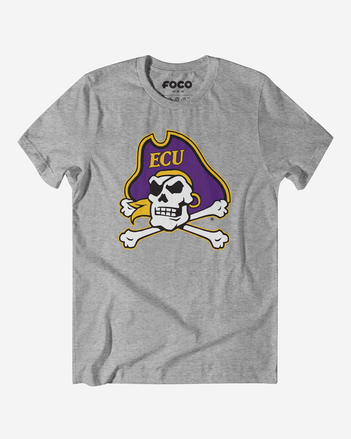 East Carolina Pirates Primary Logo T-Shirt FOCO Athletic Heather S - FOCO.com