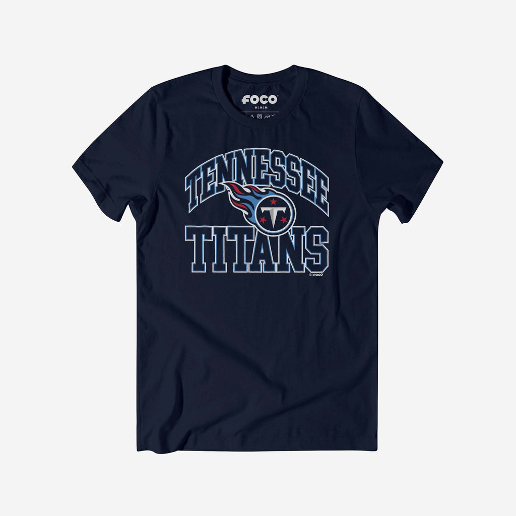 Tennessee Titans Arched Wordmark T-Shirt FOCO Navy S - FOCO.com