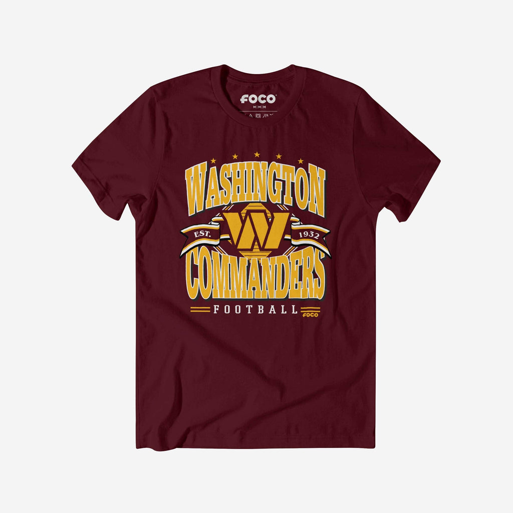 Washington Commanders Established Banner T-Shirt FOCO Maroon S - FOCO.com