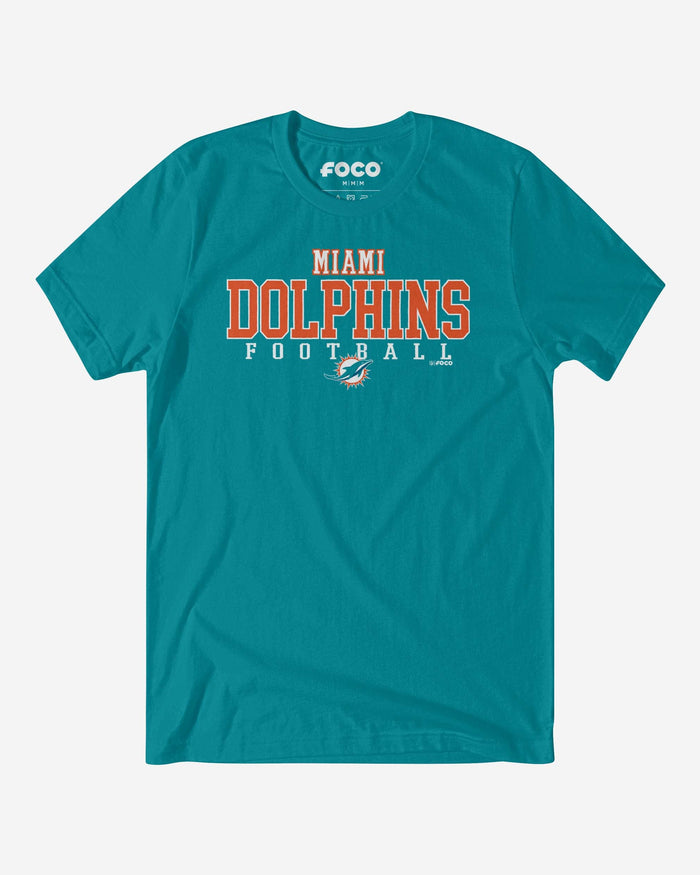 Miami Dolphins Football Wordmark T-Shirt FOCO Team Aqua S - FOCO.com