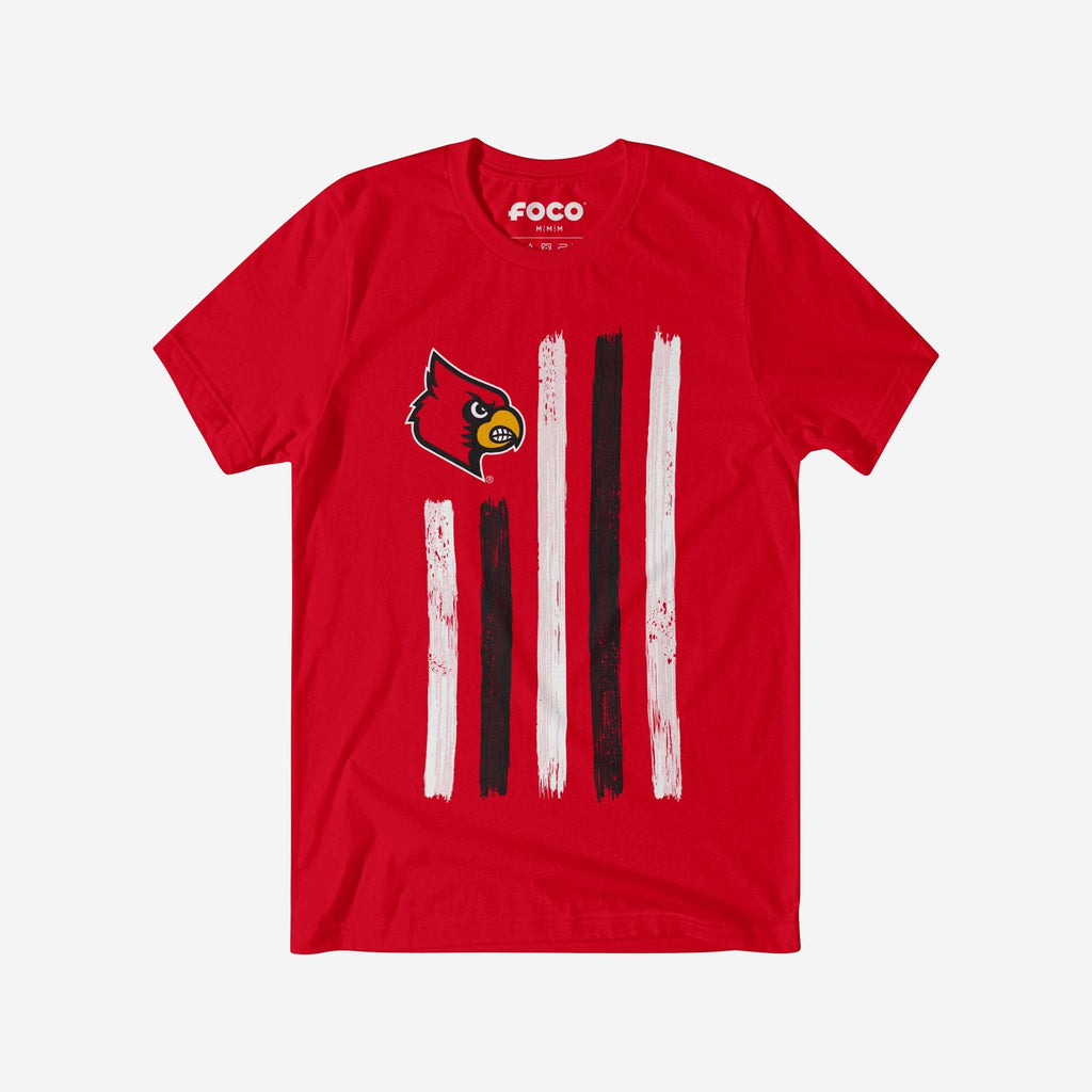 Louisville Cardinals Brushstroke Flag T-Shirt FOCO S - FOCO.com