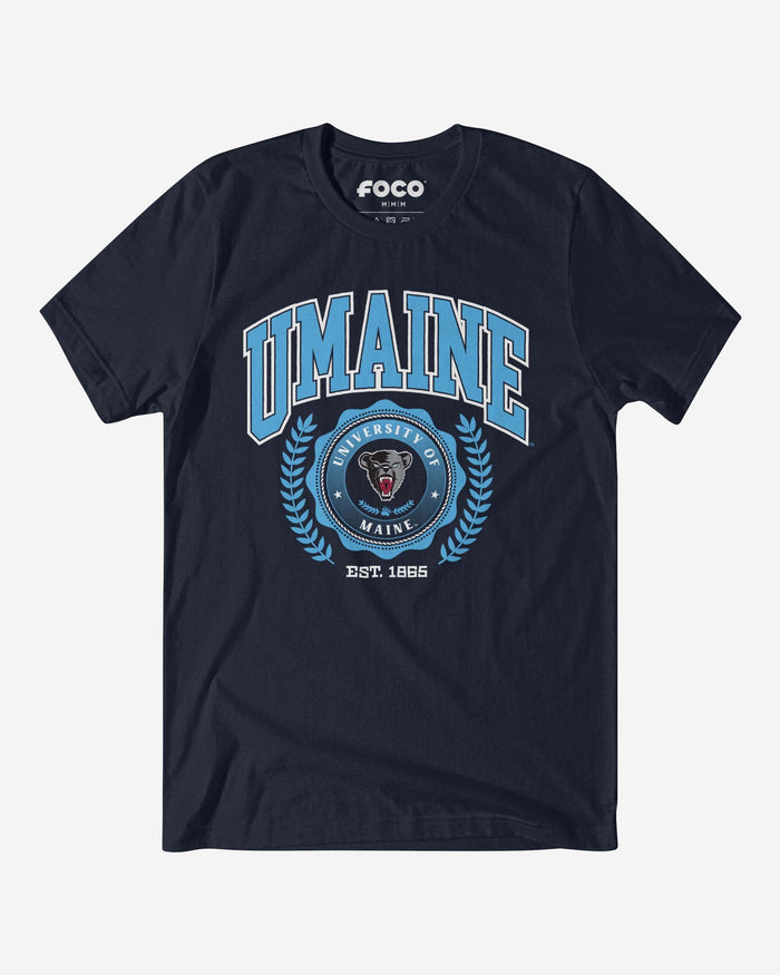 Maine Black Bears Team Crest T-Shirt FOCO Navy S - FOCO.com