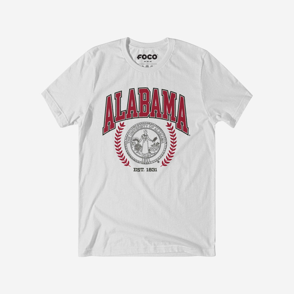 Alabama Crimson Tide Team Crest T-Shirt FOCO White S - FOCO.com