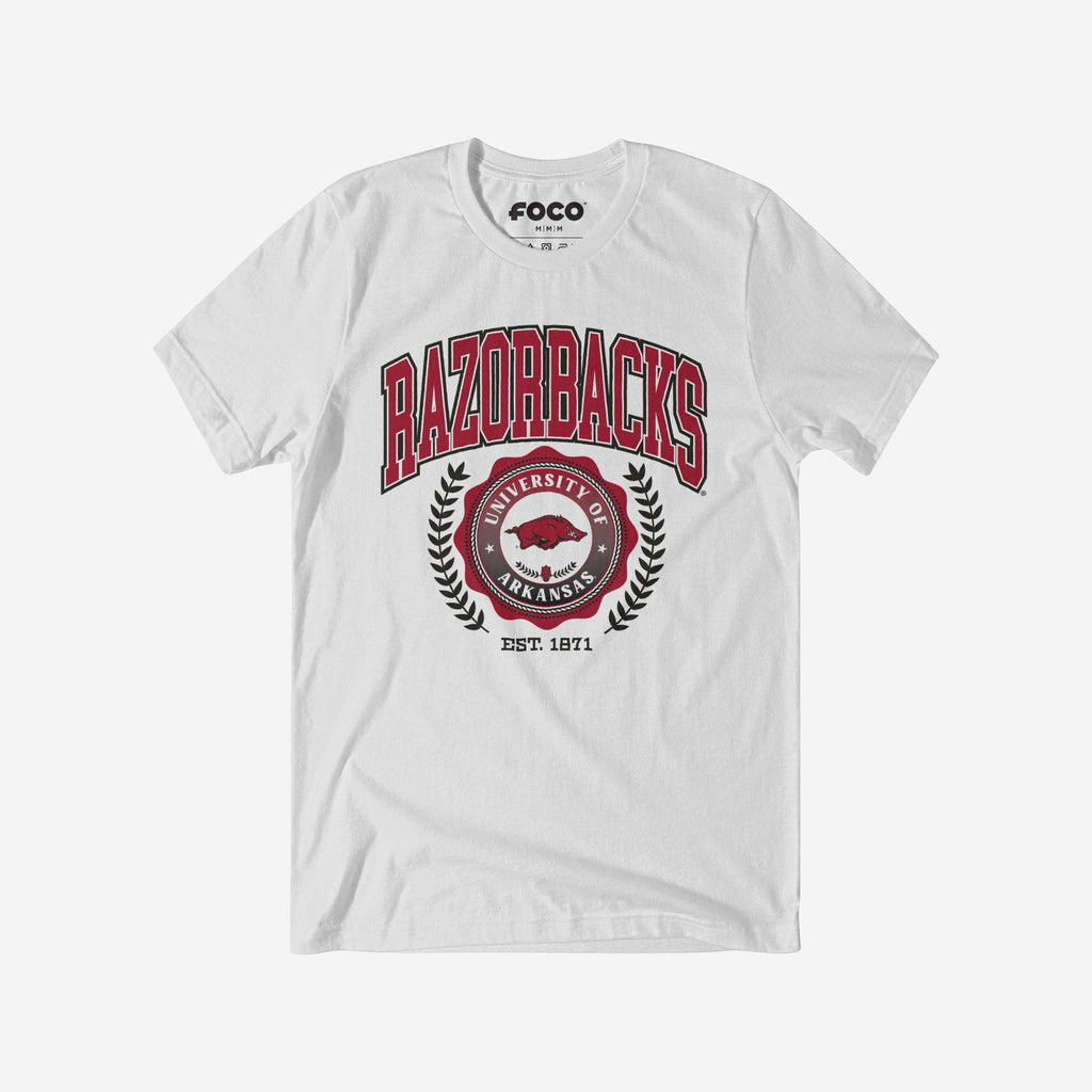 Arkansas Razorbacks Team Crest T-Shirt FOCO White S - FOCO.com