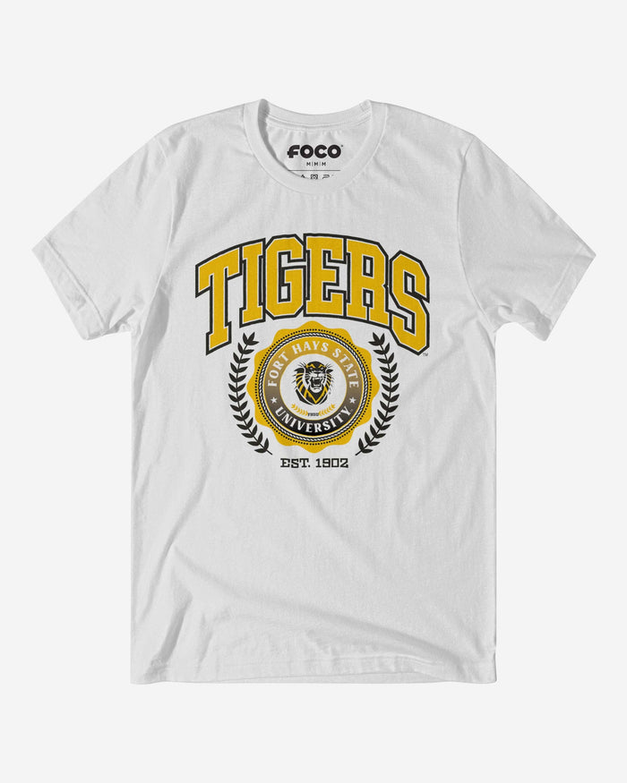 Fort Hays State Tigers Team Crest T-Shirt FOCO White S - FOCO.com