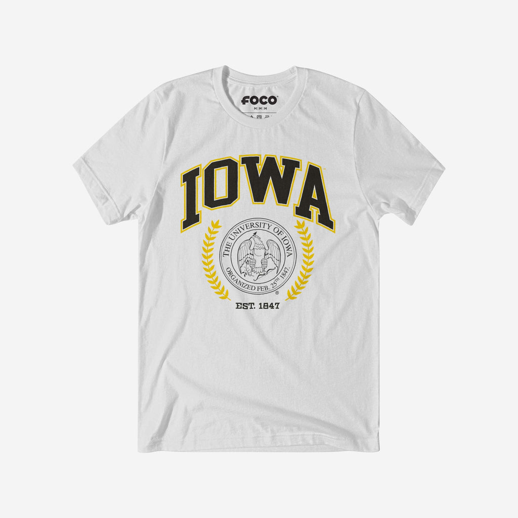 Iowa Hawkeyes Team Crest T-Shirt FOCO White S - FOCO.com