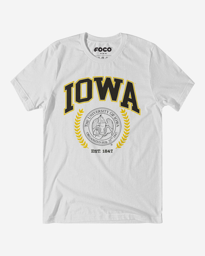 Iowa Hawkeyes Team Crest T-Shirt FOCO White S - FOCO.com