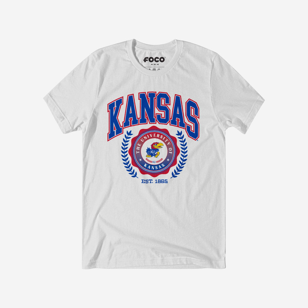 Kansas Jayhawks Team Crest T-Shirt FOCO White S - FOCO.com