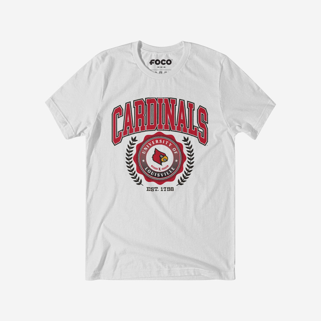 Louisville Cardinals Team Crest T-Shirt FOCO White S - FOCO.com