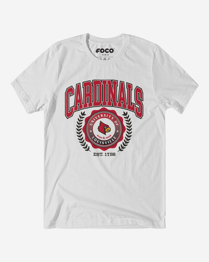 Louisville Cardinals Team Crest T-Shirt FOCO White S - FOCO.com