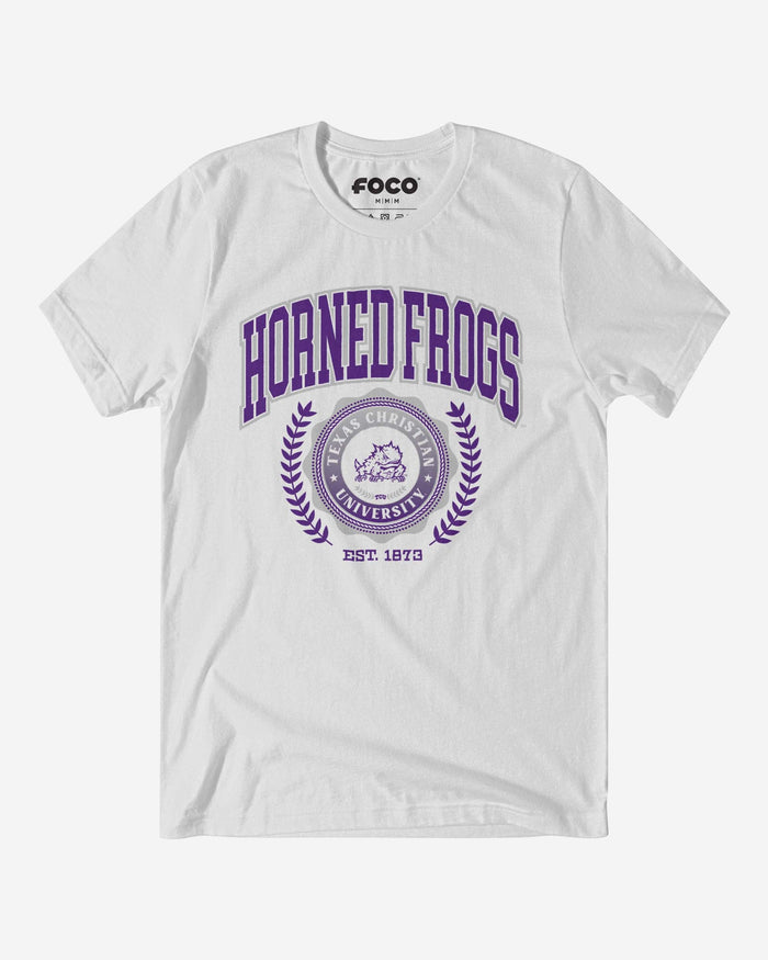 TCU Horned Frogs Team Crest T-Shirt FOCO White S - FOCO.com