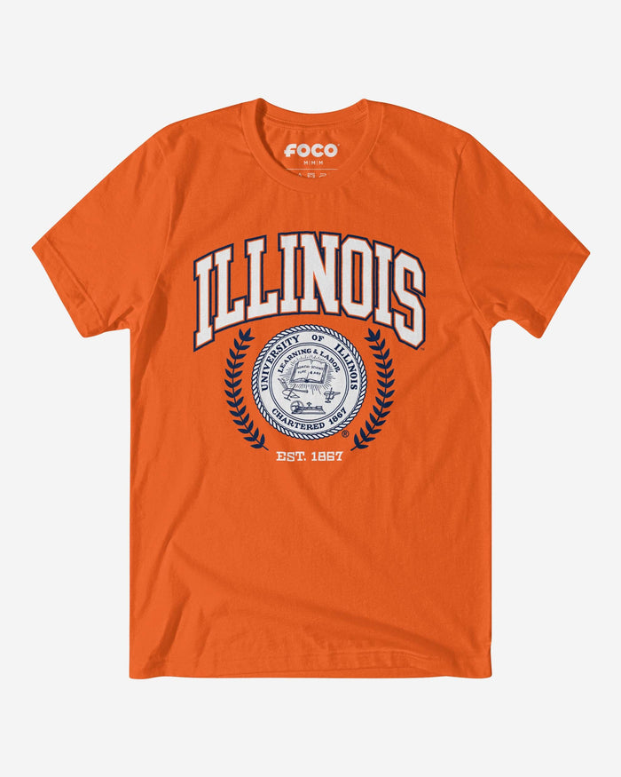 Illinois Fighting Illini Team Crest T-Shirt FOCO Orange S - FOCO.com