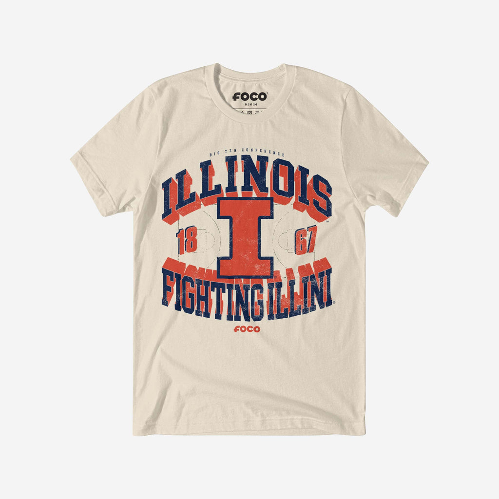 Illinois Fighting Illini Court Arched Wordmark T-Shirt FOCO S - FOCO.com