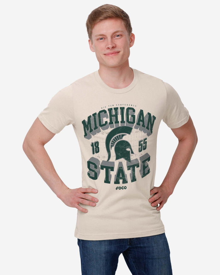 Michigan State Spartans Field Arched Wordmark T-Shirt FOCO - FOCO.com