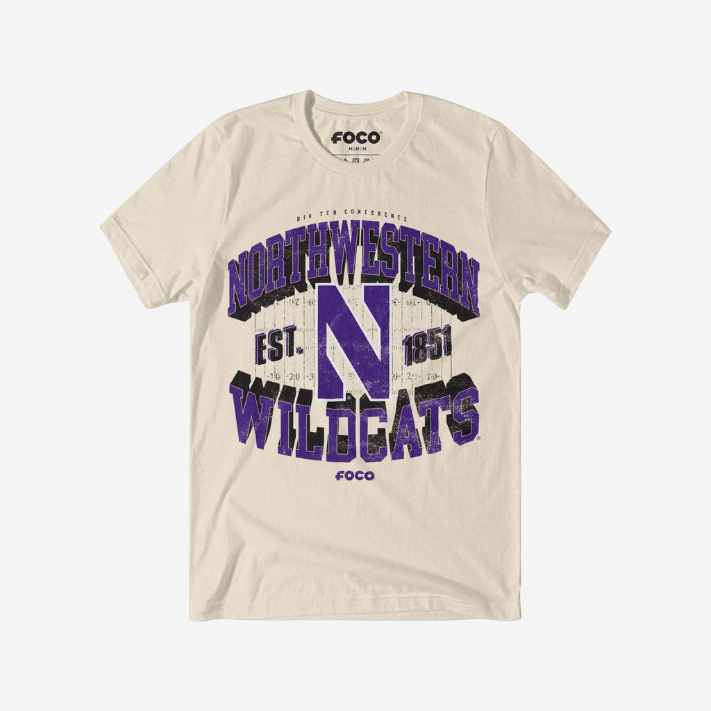 Northwestern Wildcats Field Arched Wordmark T-Shirt FOCO S - FOCO.com