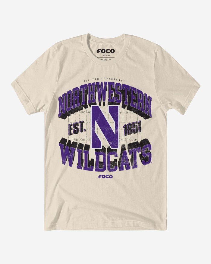 Northwestern Wildcats Field Arched Wordmark T-Shirt FOCO S - FOCO.com