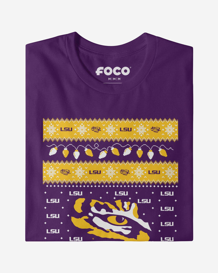 LSU Tigers Holiday Lights Sweater T-Shirt FOCO - FOCO.com