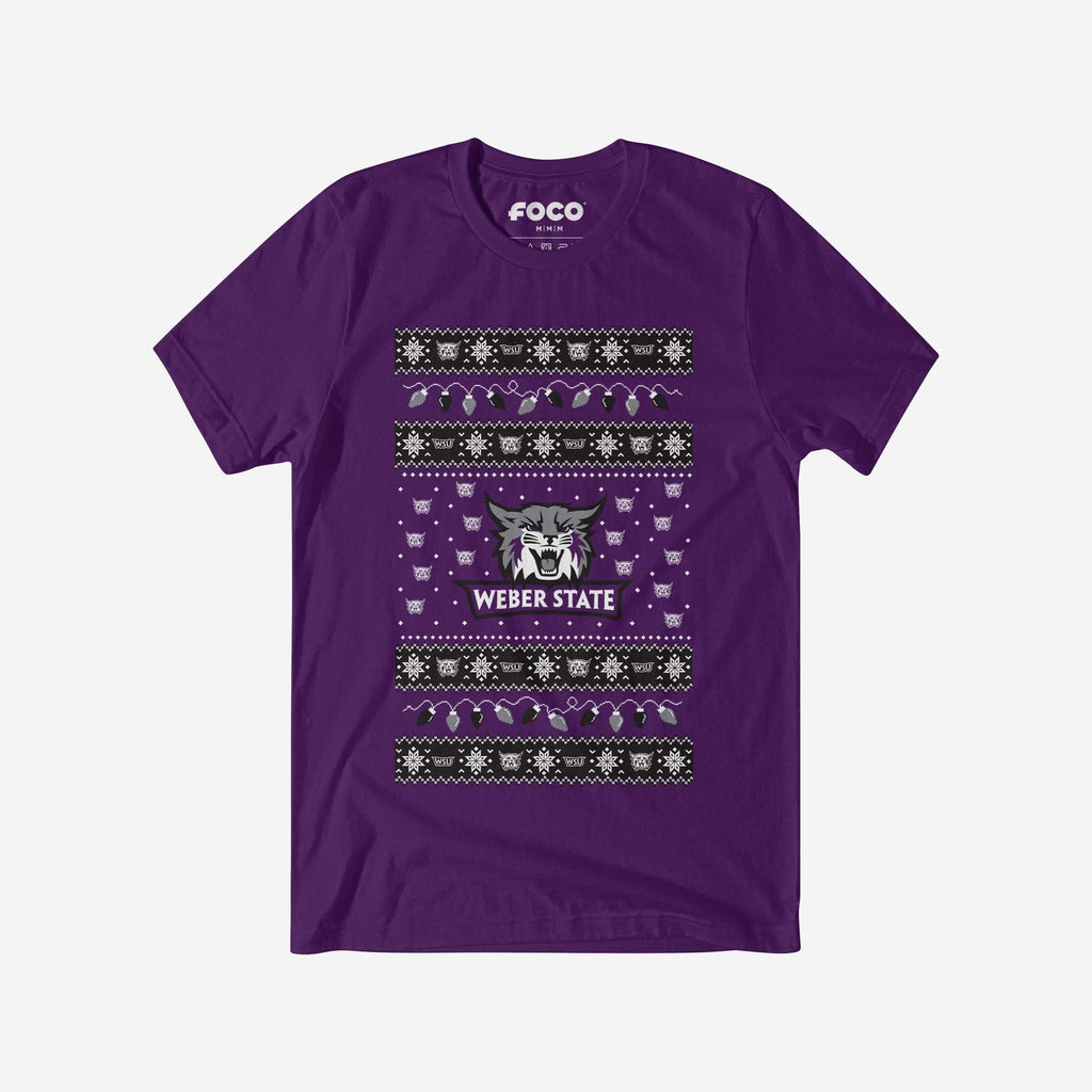 Weber State Wildcats Holiday Lights Sweater T-Shirt FOCO S - FOCO.com