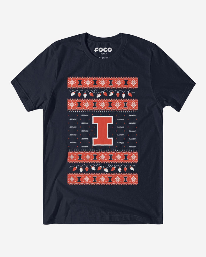 Illinois Fighting Illini Holiday Lights Sweater T-Shirt FOCO S - FOCO.com