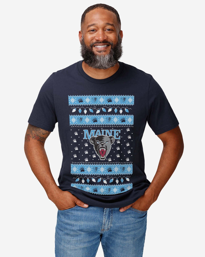 Maine Black Bears Holiday Lights Sweater T-Shirt FOCO - FOCO.com